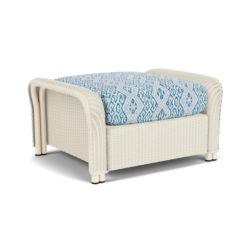 Reflections Outdoor Ottoman, White, Hickory