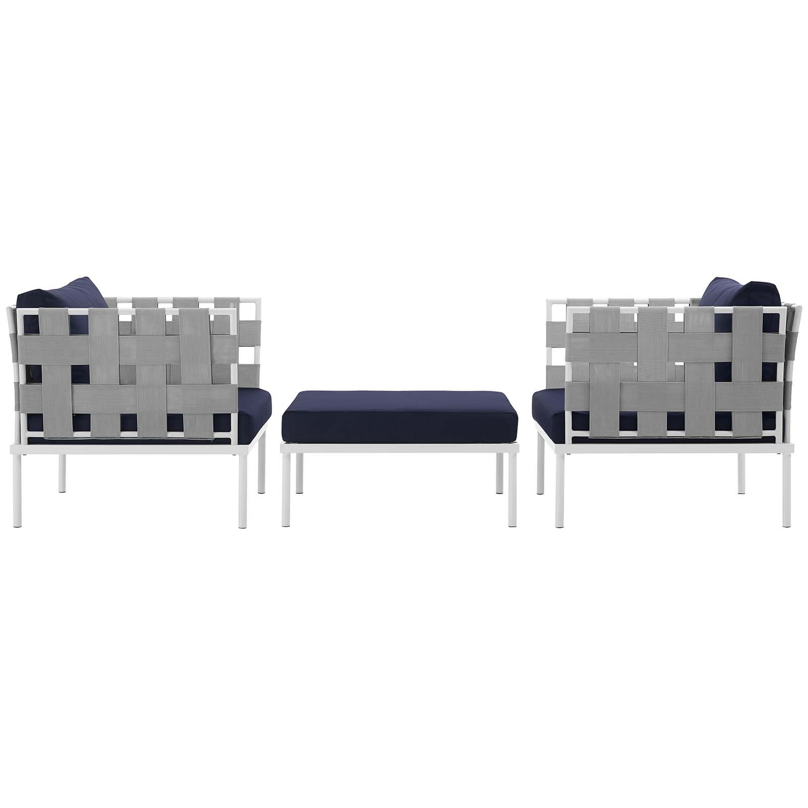 Harmony 3-piece Outdoor Patio Aluminum Set, Navy