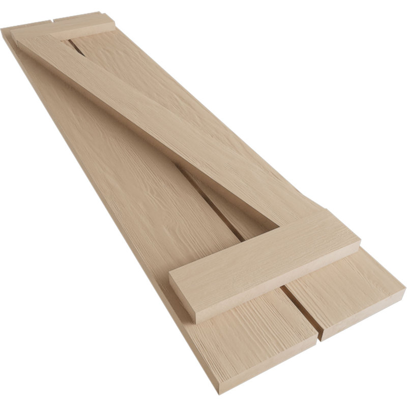 Volets rustiques en bois synthétique à deux planches espacées avec planche en Z (par paire), 11"