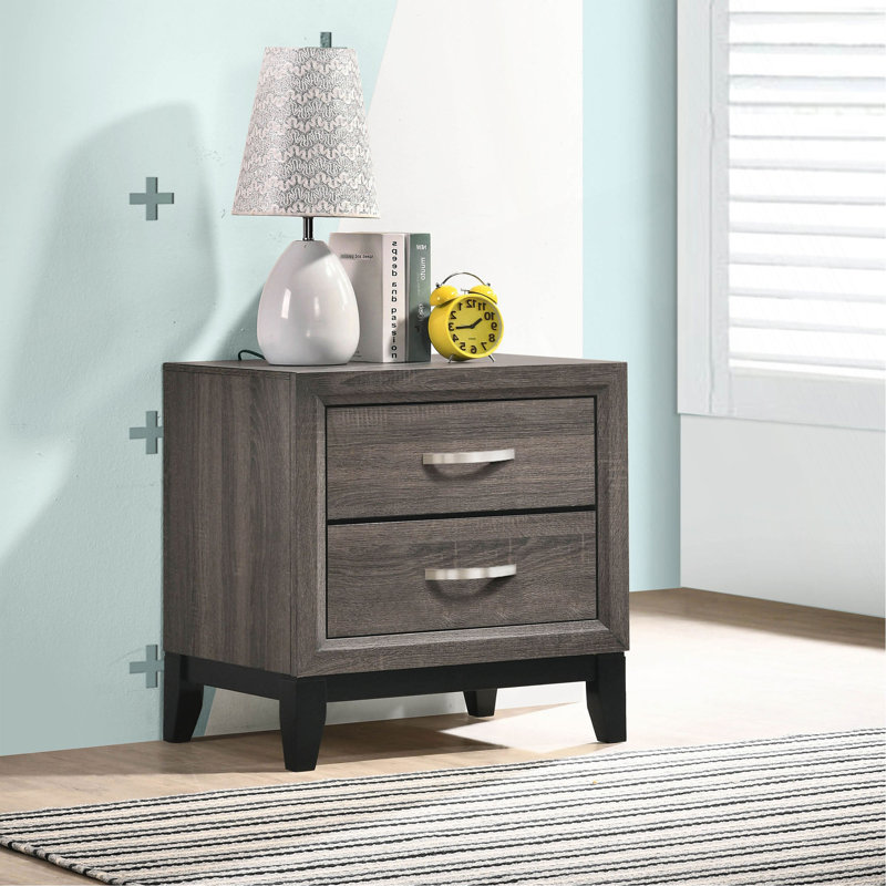 Stephan Grey Oak 2-Drawer Nightstand