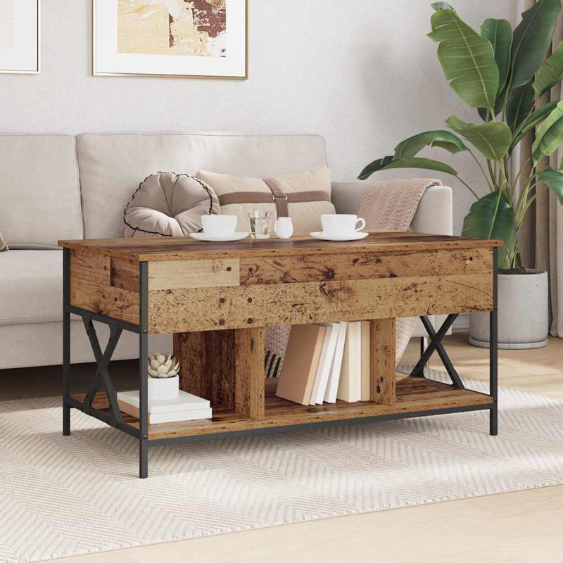 Lift Top Coffee Table with Storage, Old Wood