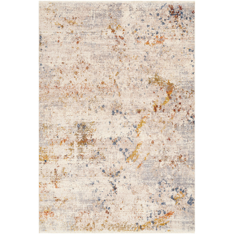 Tapis gris / bleu marine à motif abstrait Chizoba, Rectangle 8 pi 10 po x 13 pi