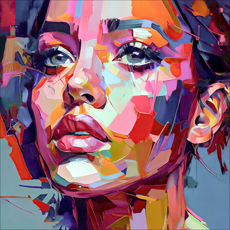 Colourful Woman Portrait I - No Frame Print on Float Glass, 80cm H x 80cm W x 1.5cm D