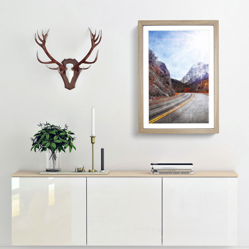 Through the Mountains in Argentina 1 Piece Single Picture Frame Painting on MDF, 45cm H x 33cm W x 2cm D, Oak Framed
