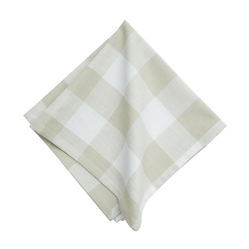 Bania Franklin Gingham Check Cotton Napkin, Pebble