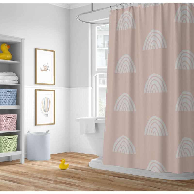 Bows Ultra-Thin Lightweight Shower Curtain, Pink/Ivory