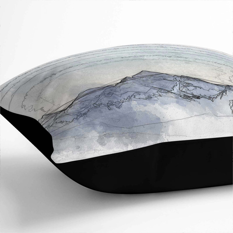 Moody Mountain in Austria Cushion with Filling, 55cm H x 55cm W x 20cm D, Black