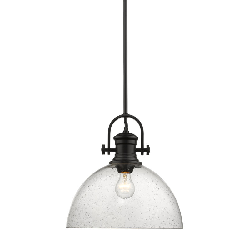 Bales 1 - Light Shaded Pendant, Seeded Glass, Matte Black