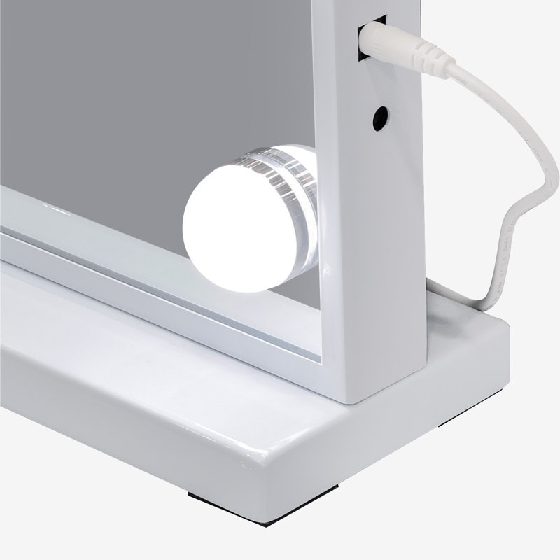 Miroir rectangulaire en métal à DEL Bluetooth, Blanc