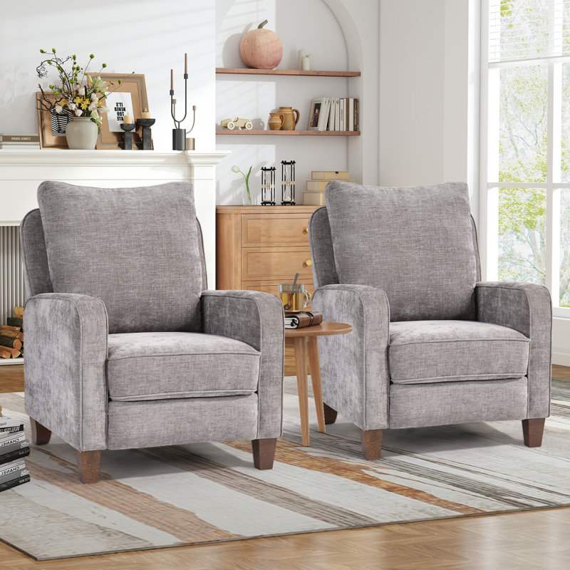 Ensemble de 2 fauteuils inclinables 30 "modernes et rembourrés, Mélange de polyester gris