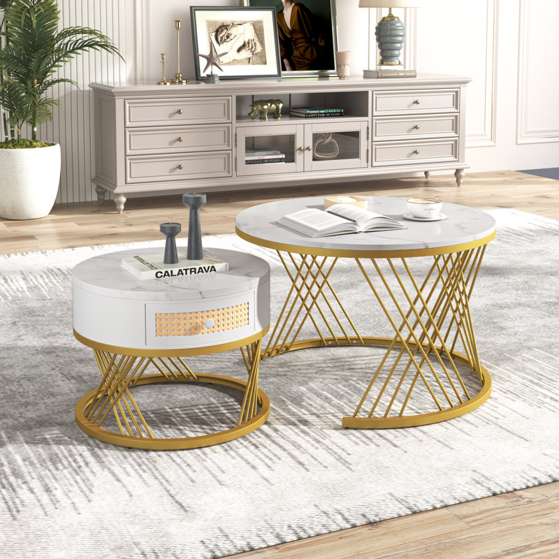 2 - Piece Living Room Table Set, White