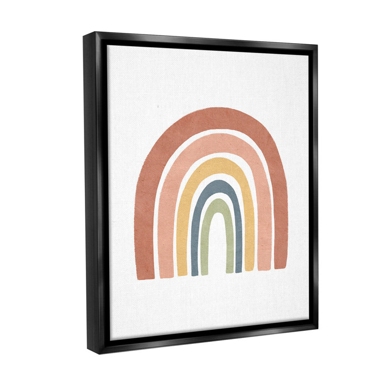 "Boho Rainbow Stripes" par Lisa Nohren sur toile, Cadre flottant noir de jais, H 21 po x l 17 po