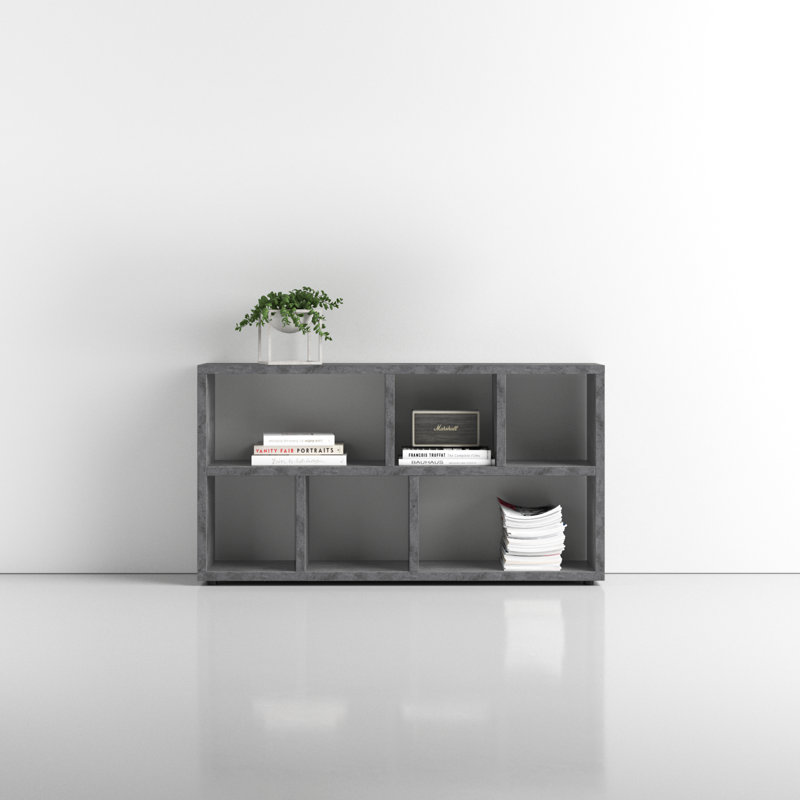 Stetson 59" W Bookcase, Faux Concrete