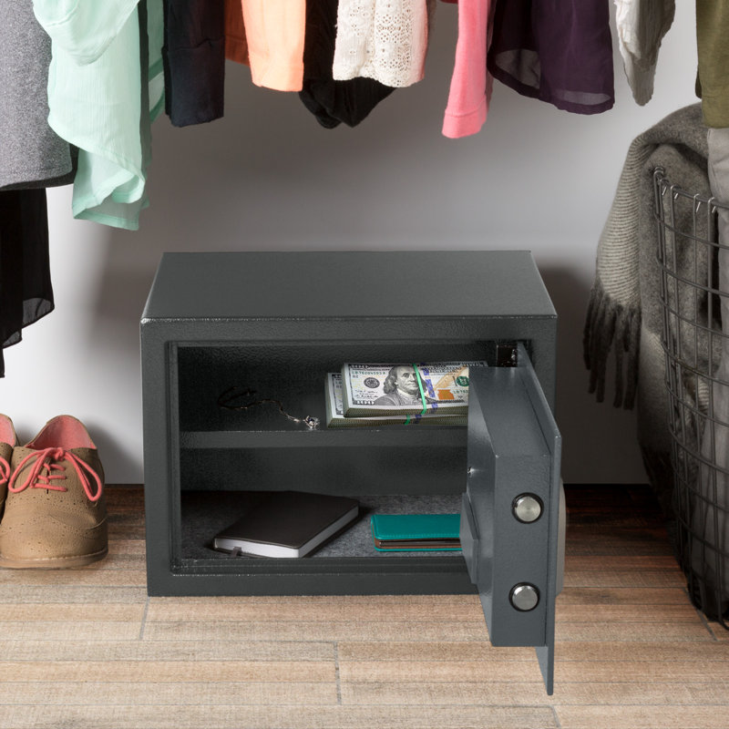 Stalwart Electronic Safe - Digital Biometric Fingerprint Lock Box with Override Keys - Business or Home Safe for Jewelry, Cash, and More