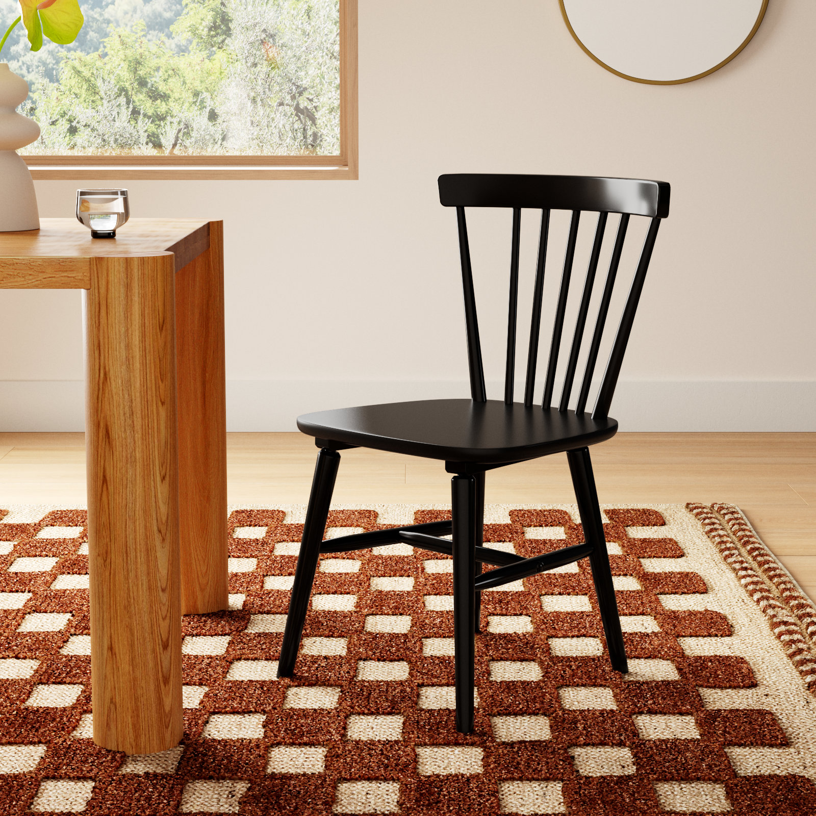 Antoya Solid Wood Dining Chair, Black