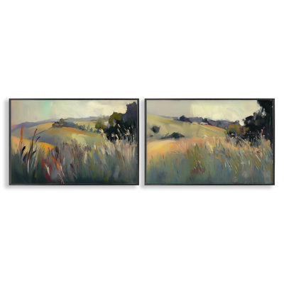 Ensemble de 2 giclées encadrées Tranquil Plains Hillside, design par Elara Yasna