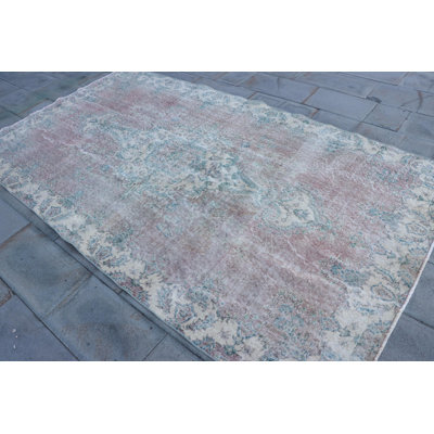 Grand tapis Oushak rétro en laine douce et lavable vert antique, idéal pour la décoration de salon