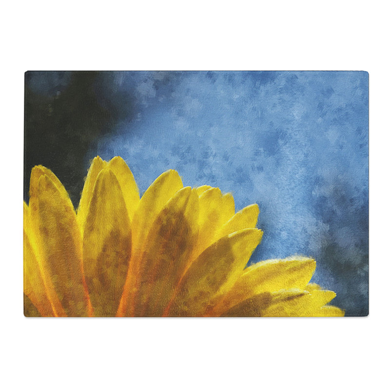 Yellow Daisy Flower Painting Chopping Board, 0.4cm H x 28.5cm W x 39cm L