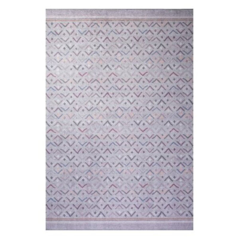 Tapis géométrique en polyester gris clair Napier, Rectangle 4 pi 11 po x 7 pi 7 po