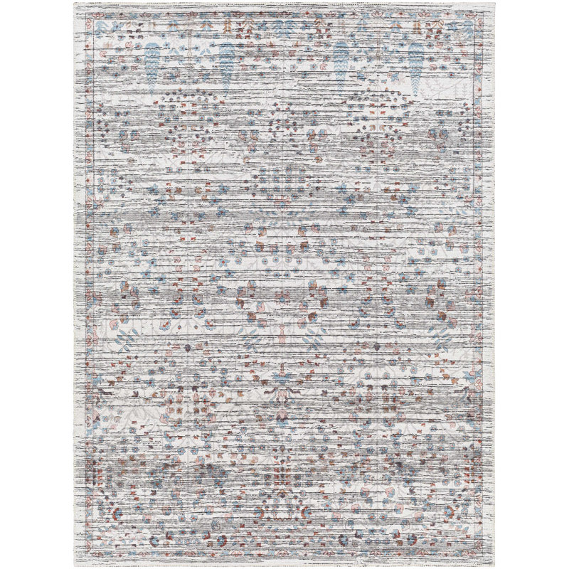 Arrae Blue Machine Washable Area Rug, Rectangle 9'10" x 13'