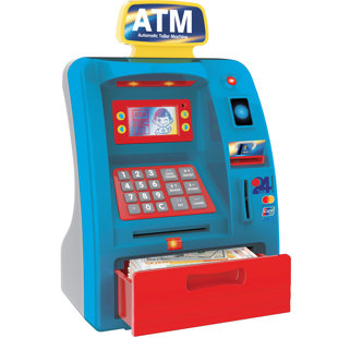 Esprits ludiques: guichet automatique - lumières et sons, tirelire parlante, écran de machine interactif, carte de débit et de jouets, jeu de rôle pour enfants d'âge préscolaire, enfants de 3 ans et plus