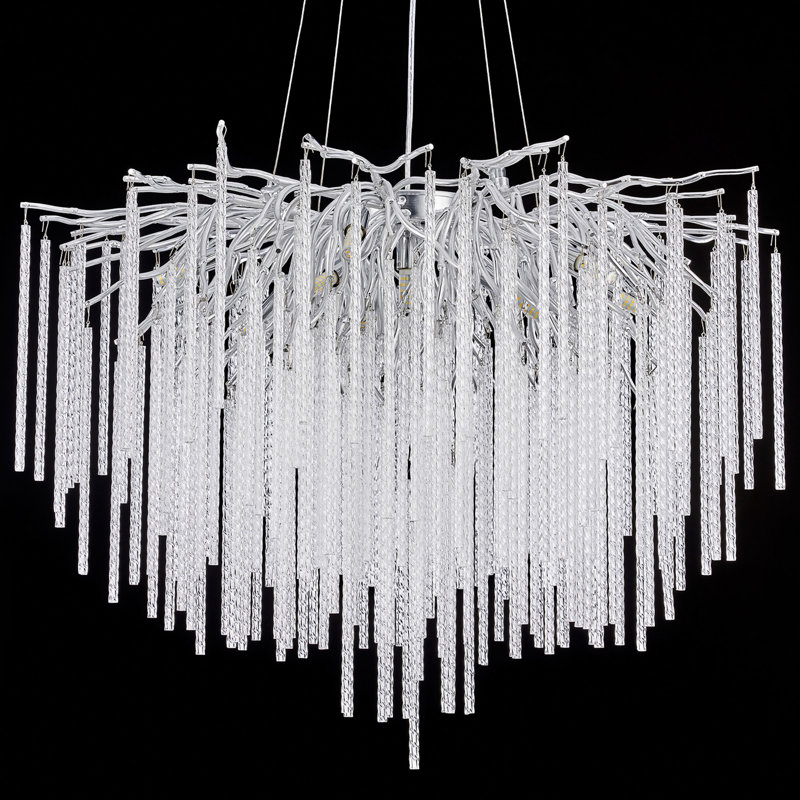 Icicle Modern Crystal Tree Branch Chandelier, Gold, D24", Silver, 18.5" H x 31.5" W x 31.5" D