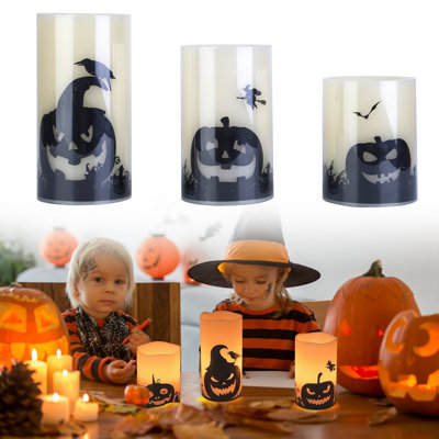 Ensemble de lampes bougies d'Halloween, bougies DEL à piles avec minuterie