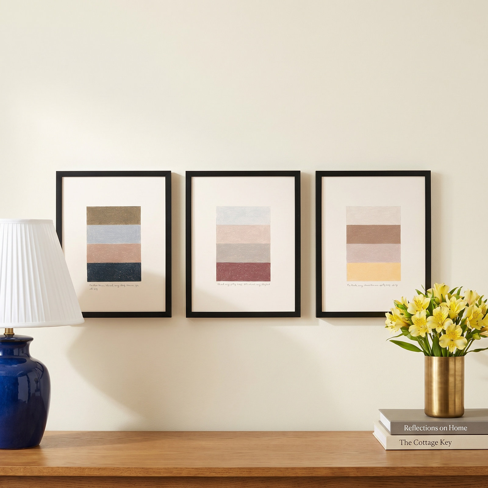 Rayburn "Stacks" 3-Piece Painting Set, Black Framed, 25" H x 20" W x 1.25" D