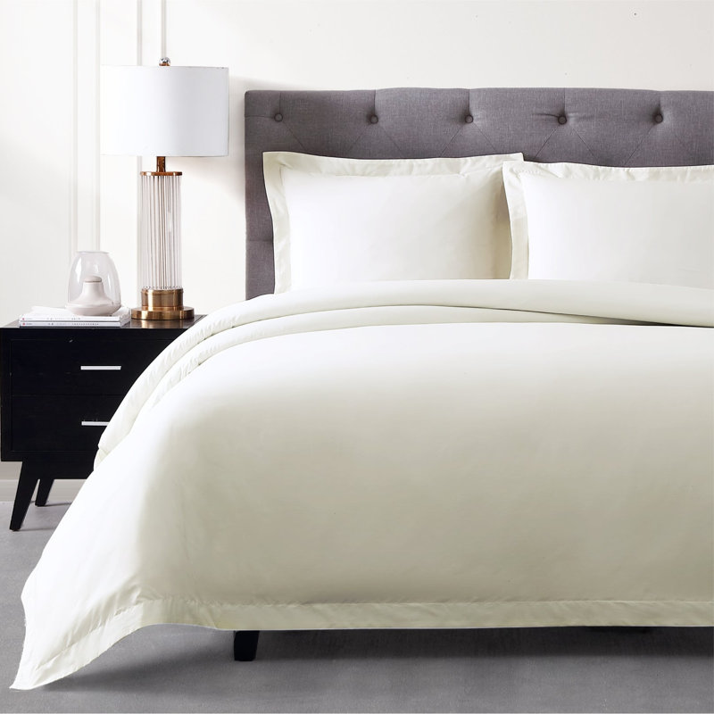 Ultra Percale Duvet Cover Set, Queen + 2 Standard Pillow Shams, Bone