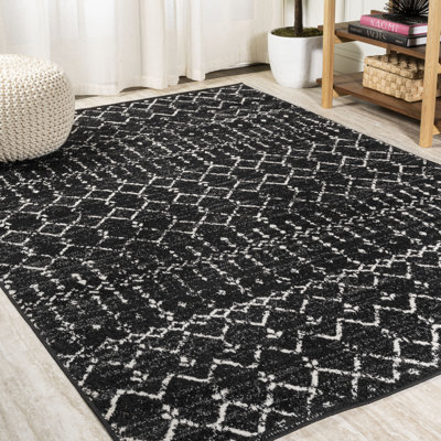 Kateshia Moroccan HYPE Boho Vintage Diamond Black/Ivory Rug
