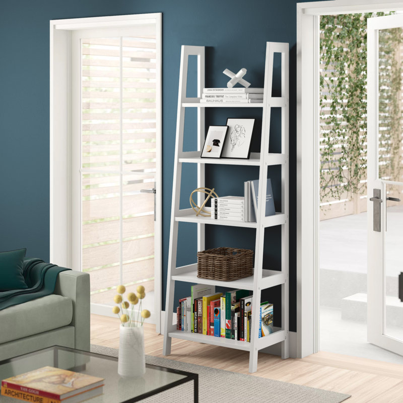 Sansa Ladder Bookcase, White, 180cm H x 63cm W x 40cm D