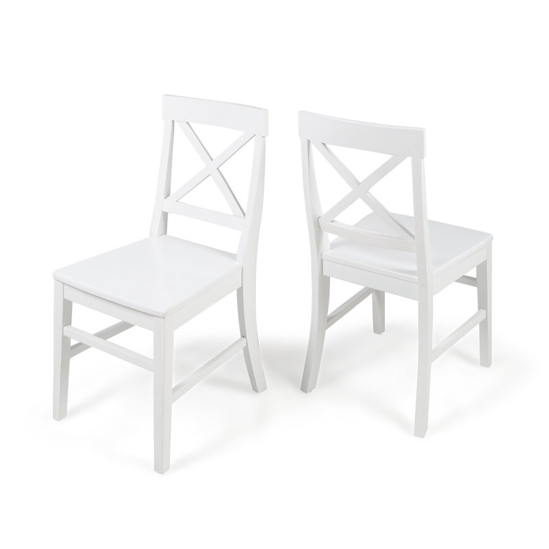 Chaises de salle à manger en bois d'acacia Roshan Farmhouse, blanc (ensemble de 2), Blanc