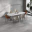 Table de salle à manger ovale en bois massif blanc-1974978703