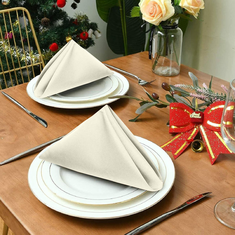 Poly Cotton Enrich Twill Cloth Napkins, Ivory
