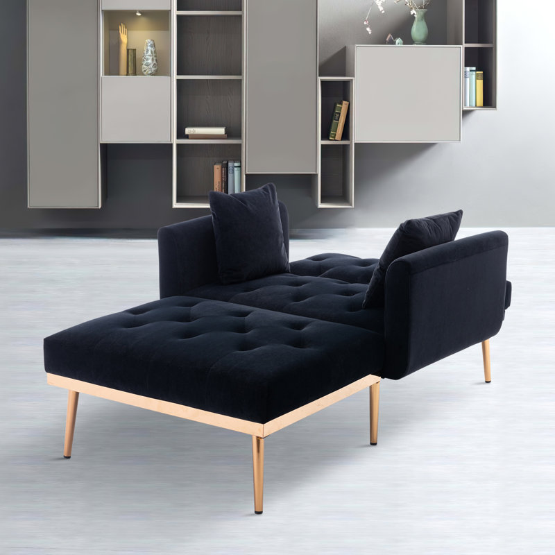 Gottman Upholstered Accent Chair, Black Velvet