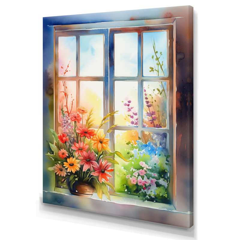 «Nasire Nature's Floral Window Show III», art mural fenêtre, H 32 po x l 24 po, Toile tendue
