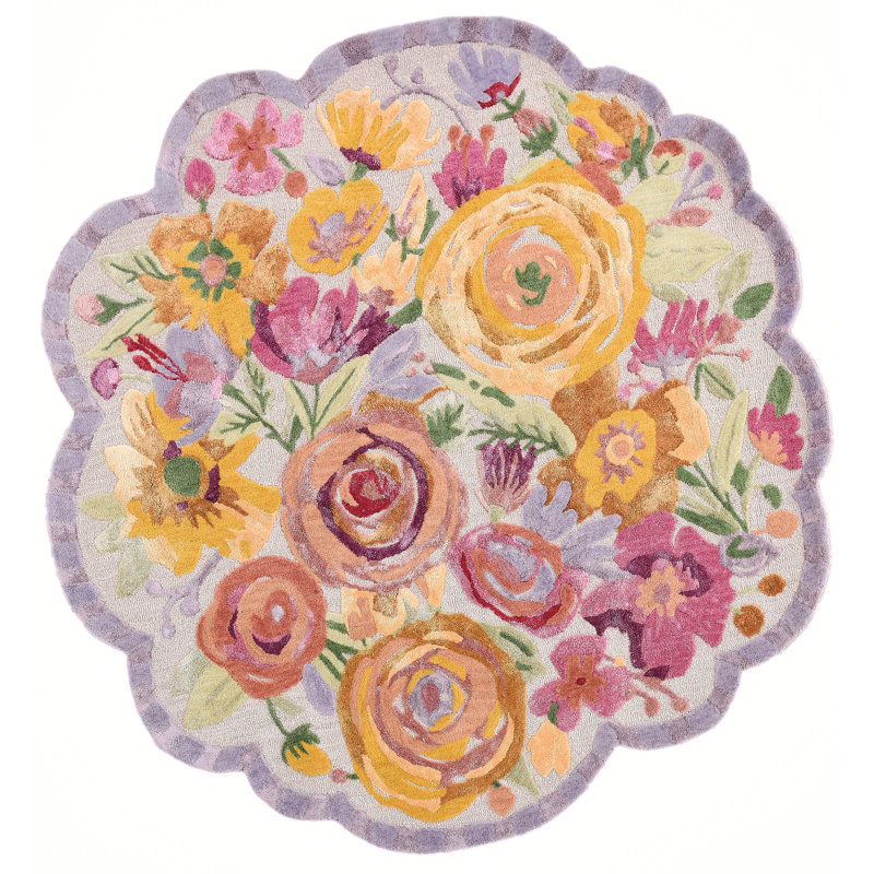 Scalloped Flower Meadow 5' X 8' Rug, Novelty 6'