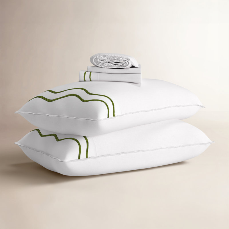 Ensemble de draps 100% coton, Olive Green White, Ensemble de draps pour lit très grand californien