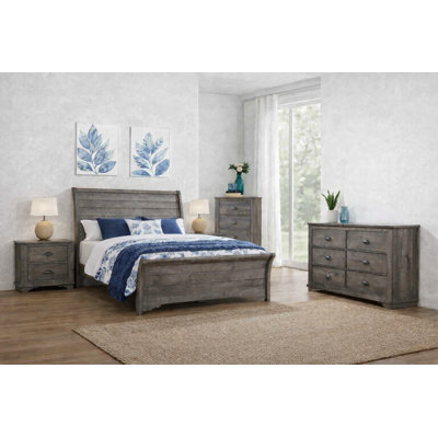 Modern Upholstered Sleigh Bedroom Set in Gray
