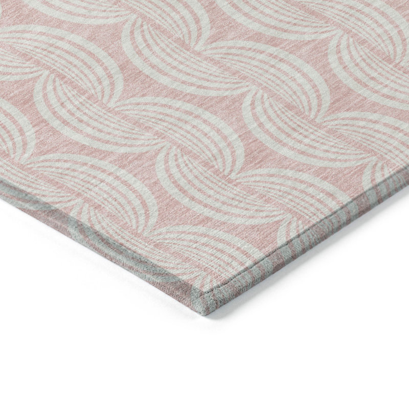 HomeRoots 3' X 5' Pink Ogee Washable Indoor Outdoor Area Rug