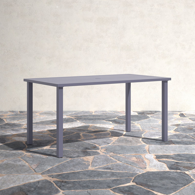 Table de salle à manger rectangulaire en aluminium l 62 "avec trou pour parasol Jason 