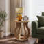 Table de bout ronde, table d'appoint Farmhouse Couch pour le salon, table de chevet en bois avec cadre incurvé-1644748653