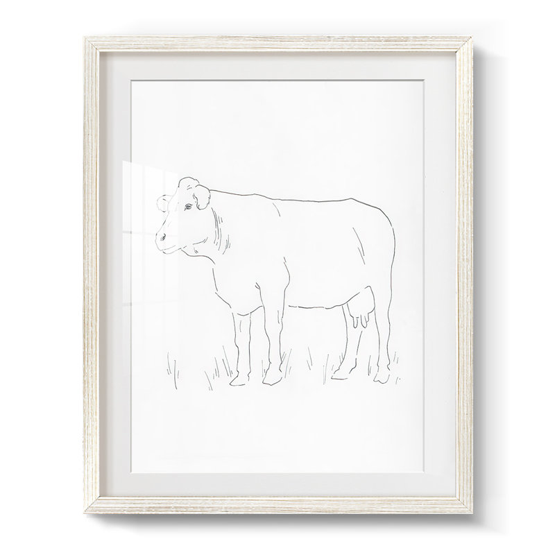 Vache limousine IV - impression encadrée, H 28,5 po x l 20,5 po, Blanc