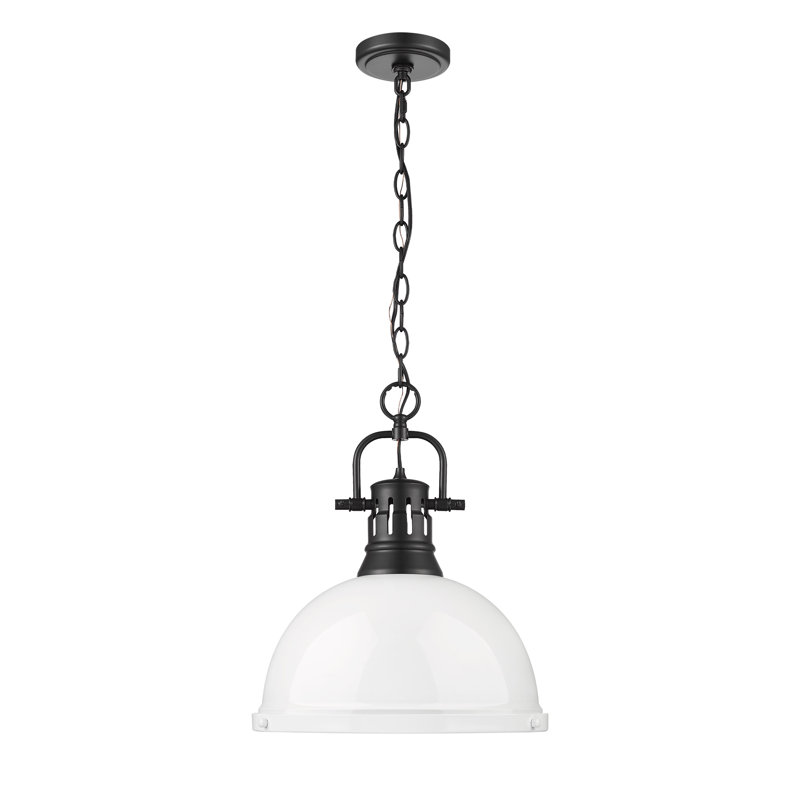 Luminaire suspendu en forme de dôme 1 lumière Alethia, Blanc, Noir mat