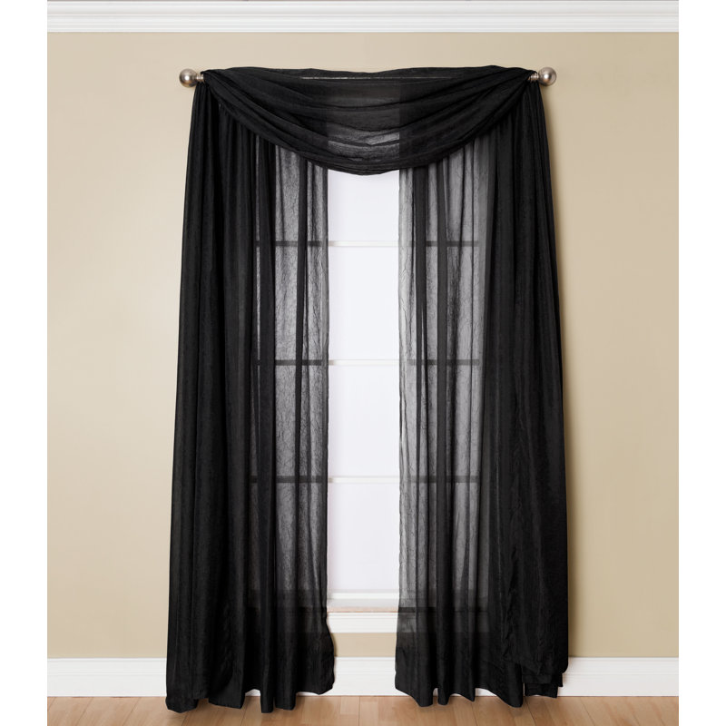 Candelario 100% Polyester Sheer Crushed Voile Solid Color Window Scarf 