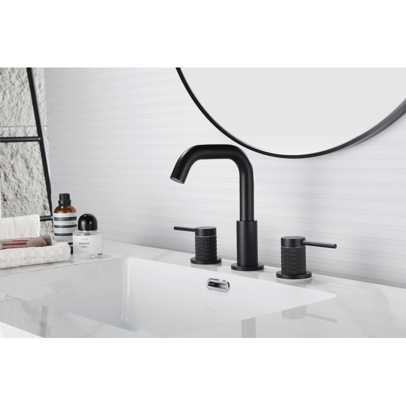 8.11 Rotatable Bathroom Sink Faucet, Two Lever Handles Sink Faucet, Matte Black