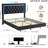 Floating Bed Frame Queen Size with Smart Led Lights, Upholstered Platform Bed with Diamond Headboard-1127897024-1127897029