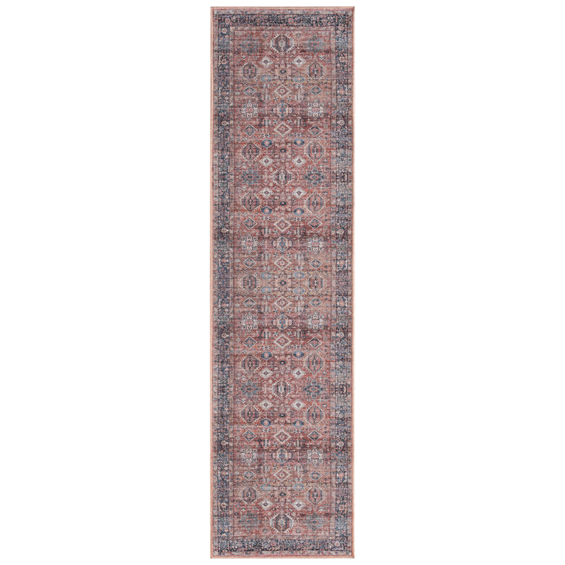 Griesemer Southwestern Geometric Machine Washable Area Rug Red/Ivory /Blue, Runner 1'11" x 7'2"
