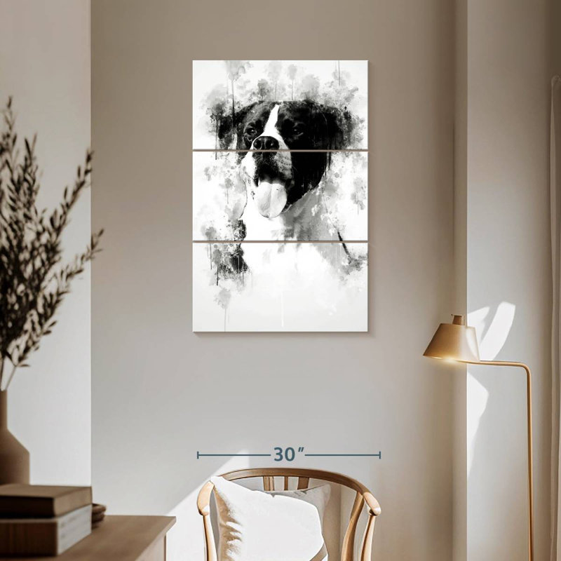 Brampt Dog Happy Black And White, 57" H x 36" W