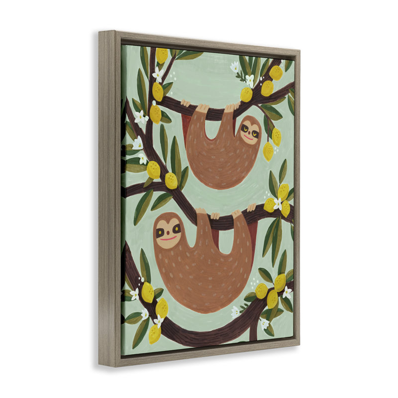 Paresseux suspendus du cadre flottant Lemon Tree, design par Irene Chan, Cadre flottant orme Montalcino, H 31 po x l 25 po